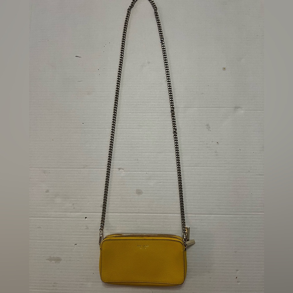 Kate Spade Canary Yellow Mini Margaux Double zip Chain Cross Body purse